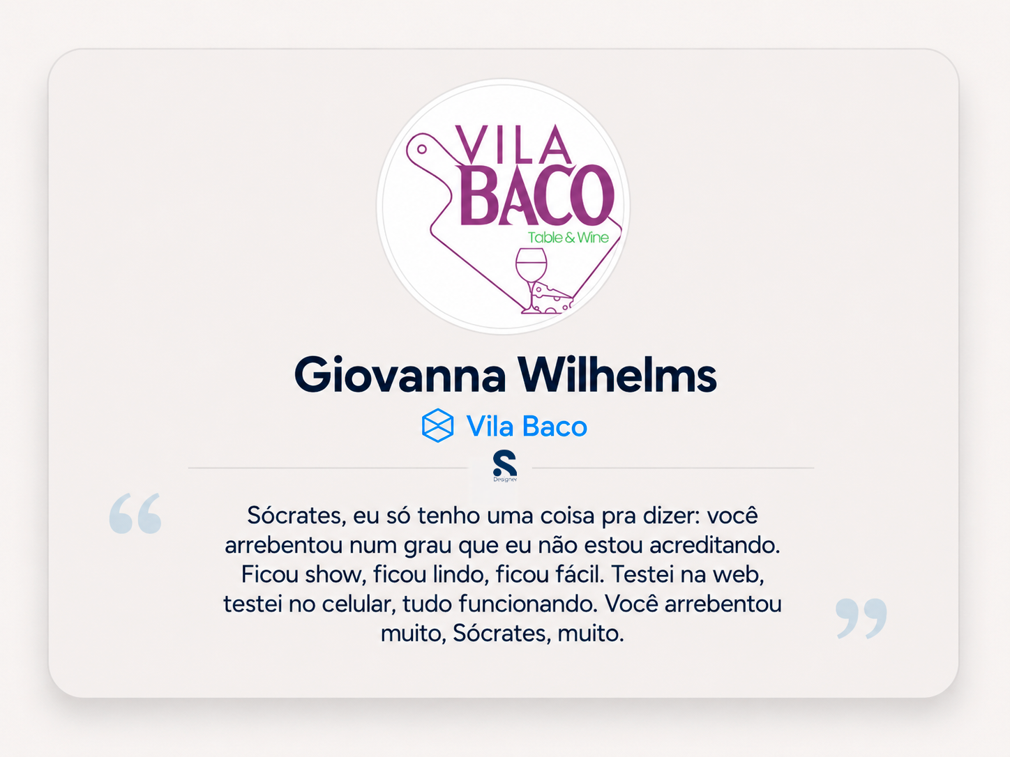 Depoimento de Giovanna Wilhelms - Vila Baco
